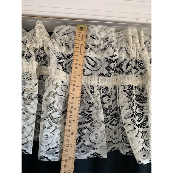 Delicately Knitted Lace Valance Floral Jacquard Tier Dorothy Style 54x12 Eggshel - Picture 3 of 7